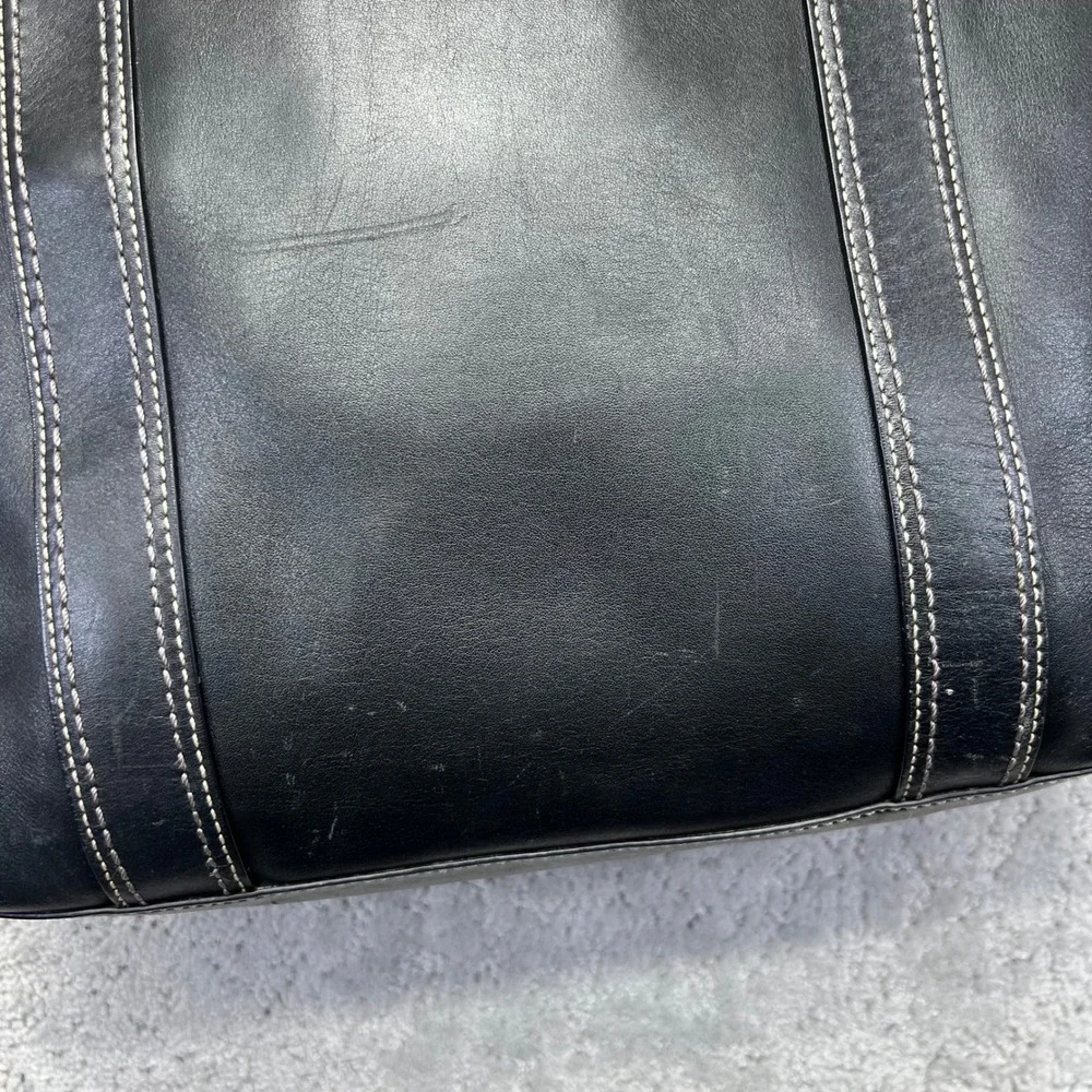 Y2k Coach Gigi Tote Bag Black Leather Brass Hardware Turnlock Top Handle